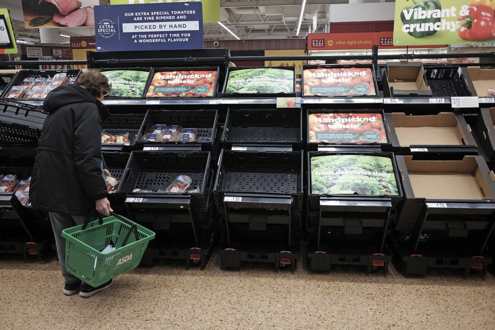 Britons may face shortages of salad staples, including tomatoes, cucumbers and peppers, for up to another month. Photo: AP