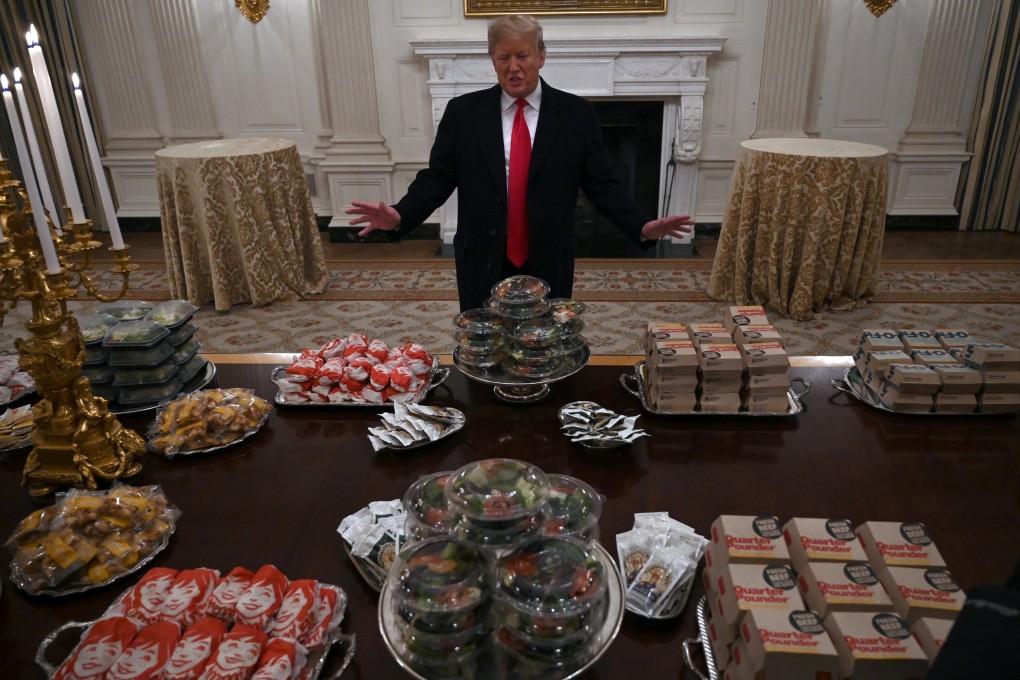 In 2019, then president Donald Trump served a massive fast-food buffet at the White House to a college football team. File photo: AP