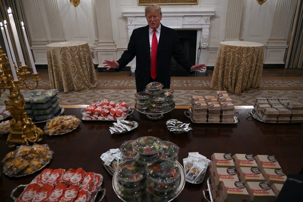 In 2019, then president Donald Trump served a massive fast-food buffet at the White House to a college football team. File photo: AP