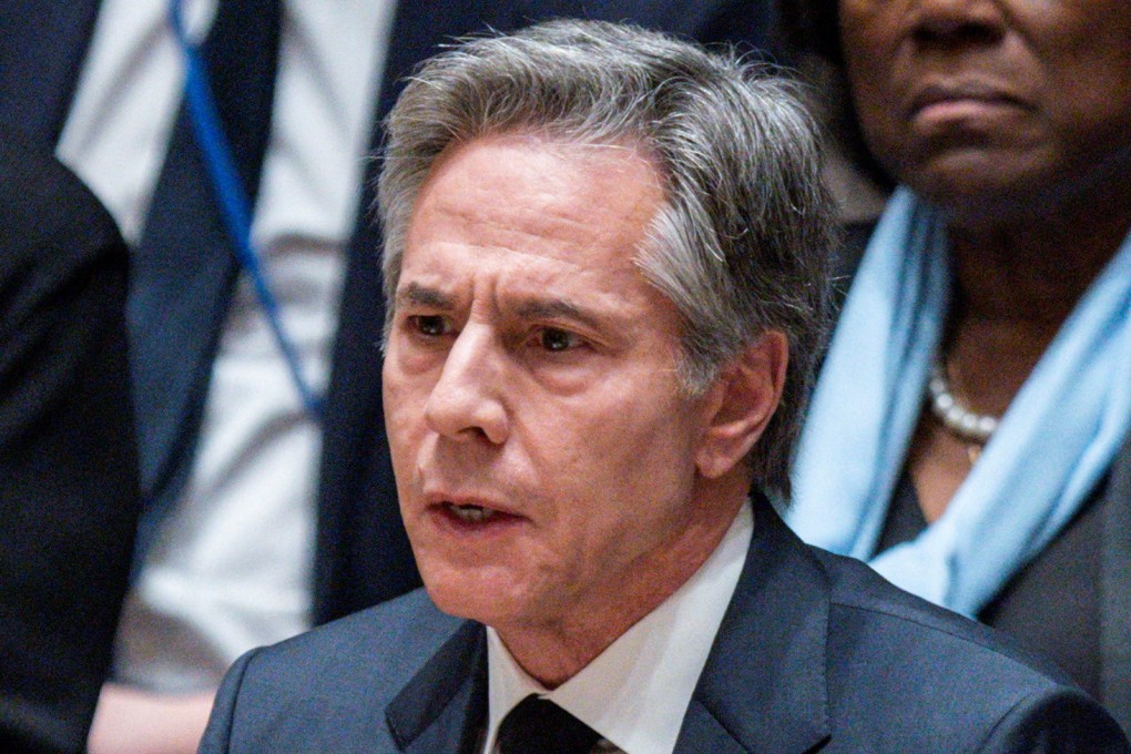 US Secretary of State Antony Blinken speaking on Friday at a special meeting at the United Nations Security Council to mark one year since Russia invaded Ukraine. Photo: Reuters