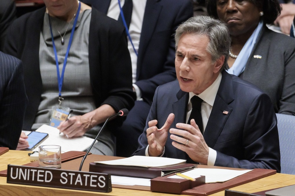 US Secretary of State Anthony Blinken addresses a high-level United Nations Security Council meeting on the conflict in Ukraine, at United Nations headquarters in New York, on February 24, 2023. Photo: EPA-EFE