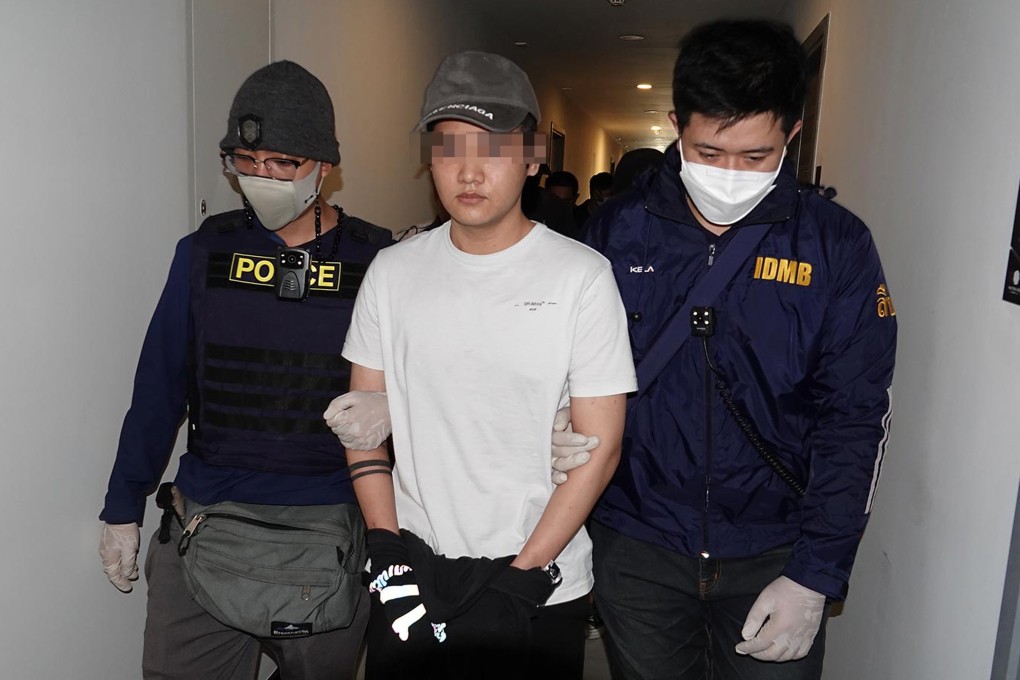 Thai police arrest 25-year-old Saharat Sawangjaeng, who also goes by the Korean name Jimin Seong, in Bang Na. Photo: Royal Thai Police
