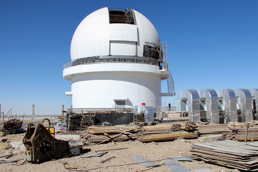 The Wide Field Survey Telescope’s dome under construction on Saishiteng Mountain, nearly 14,000 feet above sea level in northwestern China. Photo: Ling Xin