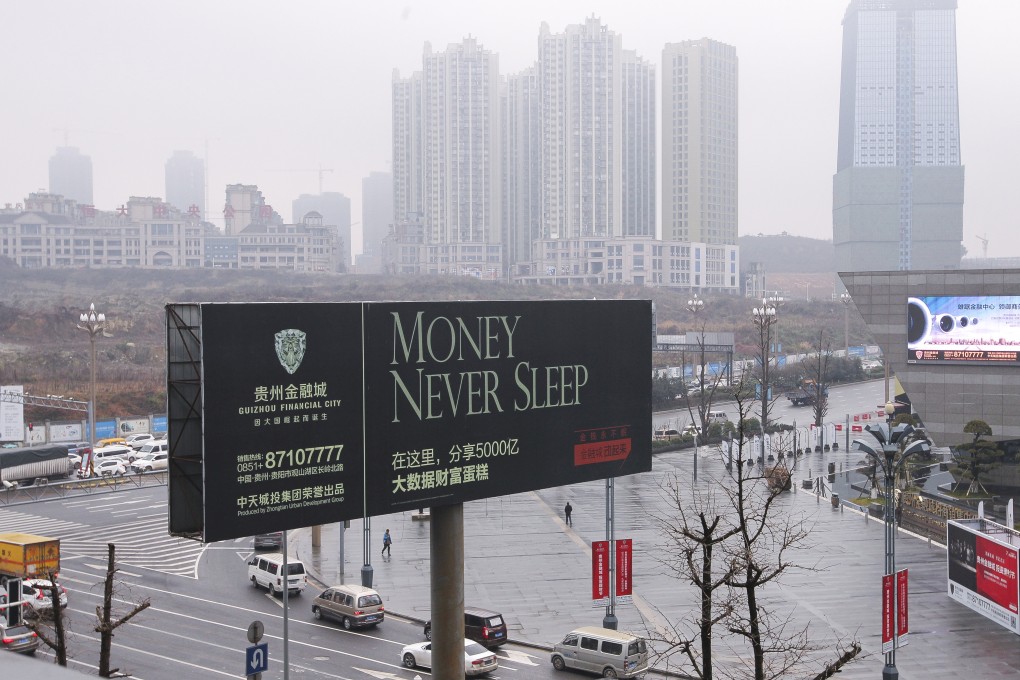 Guizhou Financial Town in Guiyang city, Guizhou province. Other local governments might follow Guizhou’s practice of asking banks to extend LGFVs’ loans, an analyst says. Photo: Simon Song
