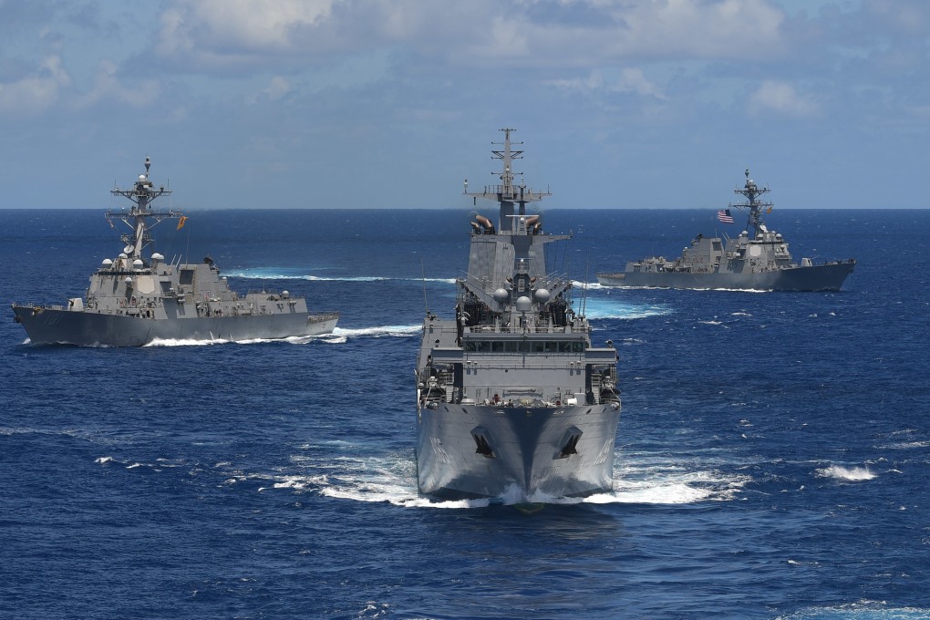 US and Australian warships carry out joint exercises in the Pacific Ocean last year. Australia and the US have separately been discussing joint patrols with the Philippines, amid concerns about China’s assertiveness in the South China Sea. Photo: US Navy Handout