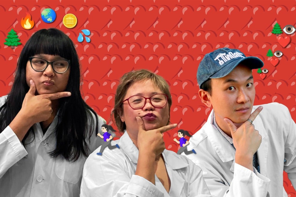 (From left) An Xiao Mina, Jennifer 8 Lee and Jason Li are the authors of The Hanmoji Handbook, which introduces a fun way to learn to read Chinese – using emoji. Photo: Anisha Brady, Sarah Tariq