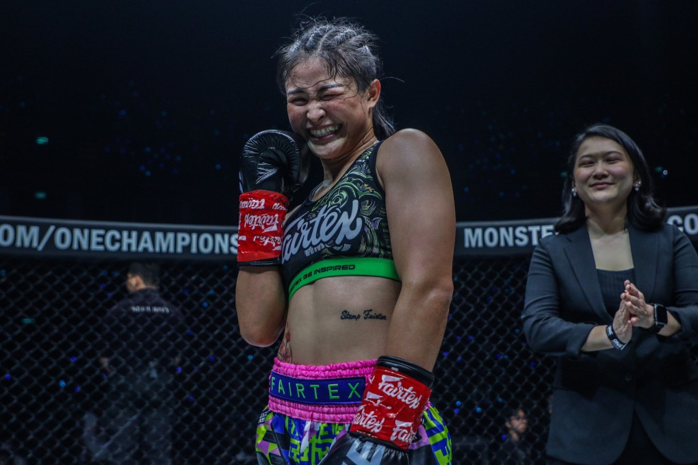 Stamp Fairtex after her win against Supergirl at ONE Fight Night 6. Photos: ONE Championship