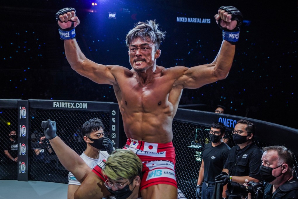 ‘Sexyama’ celebrates his win over Shinya Aoki at ONE X in Singapore. Photos: ONE Championship