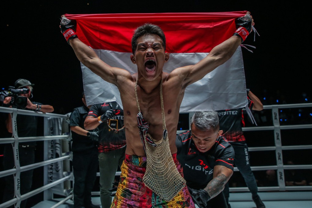 Adrian Mattheis celebrates his win over Zelang Zhaxai at ONE Fight Night 7. Photos: ONE Championship