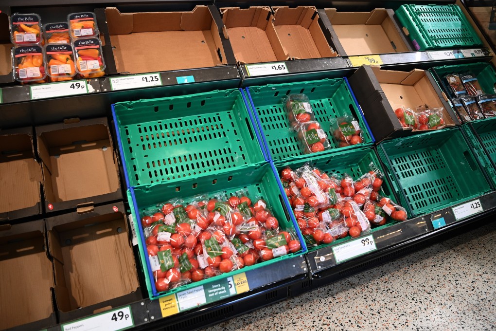 Empty shelves at a Morrisons supermarket in London, Britain, on February 22, 2023. Photo: EPA-EFE/ANDY RAIN