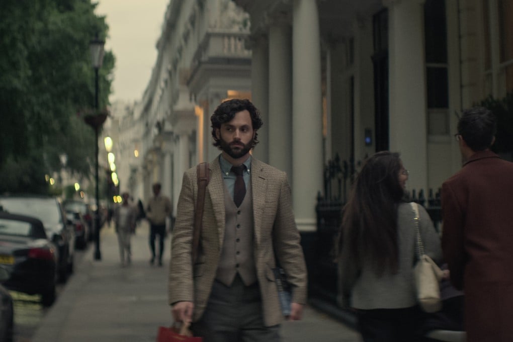 Penn Badgley as Joe Goldberg walks in South Kensington, in London, in season four of Netflix’s You. Photo: Netflix