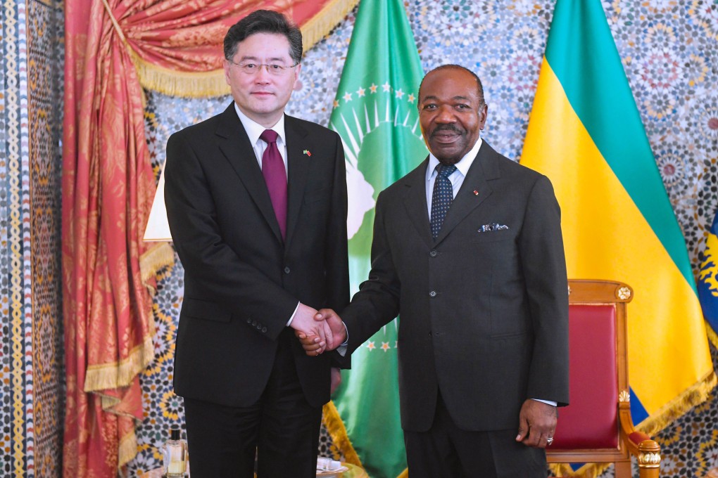 Gabonese President Ali Bongo Ondimba meets with Chinese Foreign Minister Qin Gang in Libreville, Gabon, in January. Photo: Gabonese Presidency/Handout via Xinhua