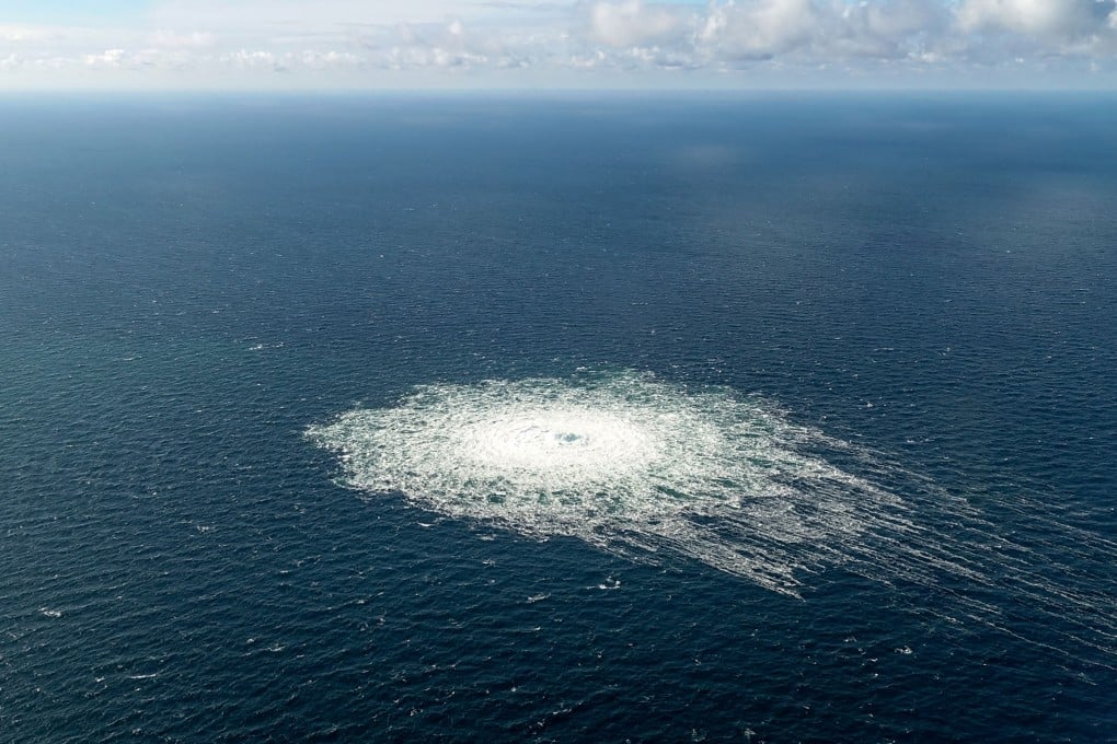 This photo released by the Danish Defence Command shows the gas leak at the Nord Stream 2 gas pipeline as seen from the Danish Baltic island of Bornholm, on September 27, 2022. Photo: Danish Defence via AFP