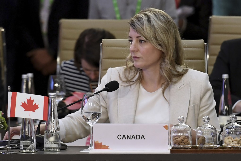 Canada’s Foreign Minister Melanie Joly attends the G20 foreign ministers’ meeting in New Delhi on Thursday. Photo: AP