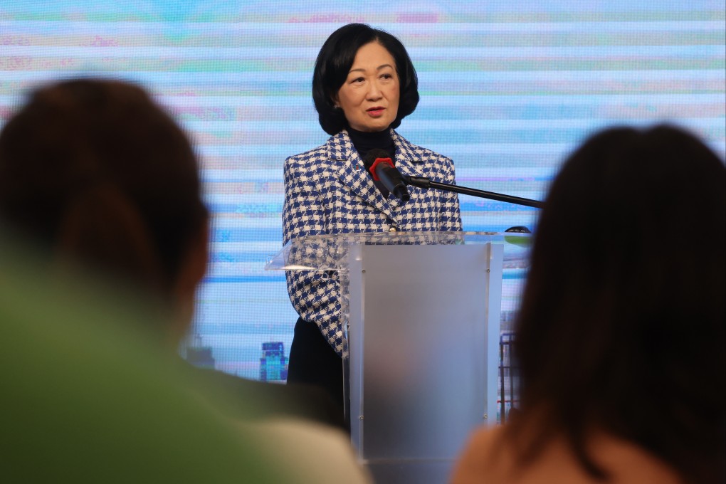 Lawmaker Regina Ip speaks at a seminar on Hong Kong’s Legislative Council in Lai Chi Kok on February 10. Photo: Jonathan Wong