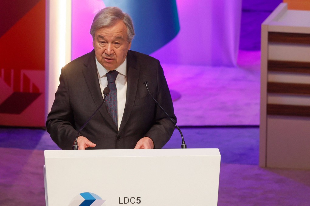 Secretary-General of the United Nations, Antonio Guterres, speaks during the 5th Conference on the Least Developed Countries (LDC5). Photo: AFP