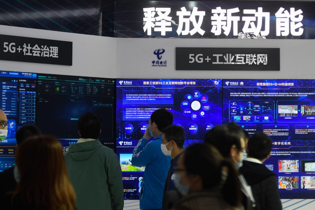 People learn about 5G technology at the China Telecom booth at the World Internet Conference in eastern Zhejiang province in November 2020. Photo: Xinhua