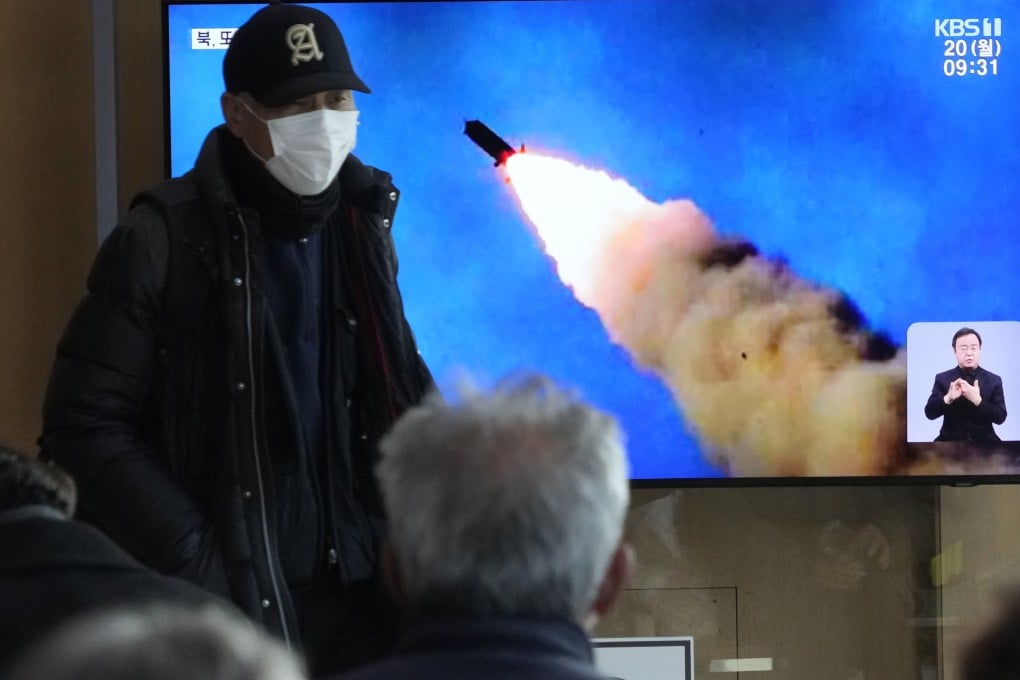 A news programme on a TV screen at Seoul Railway Station shows images of a North Korean missile launch on February 20. North Korea’s continued nuclear development and growing South Korean interest in starting a nuclear weapons programme have further dimmed hopes of denuclearising the Korean peninsula. Photo: AP