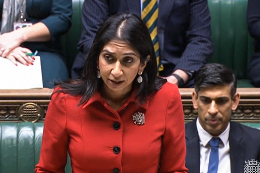 A video grab shows Britain’s Home Secretary Suella Braverman on Tuesday presenting to parliament legislation aimed at curbing migrant boat arrivals. Photo: via AFP