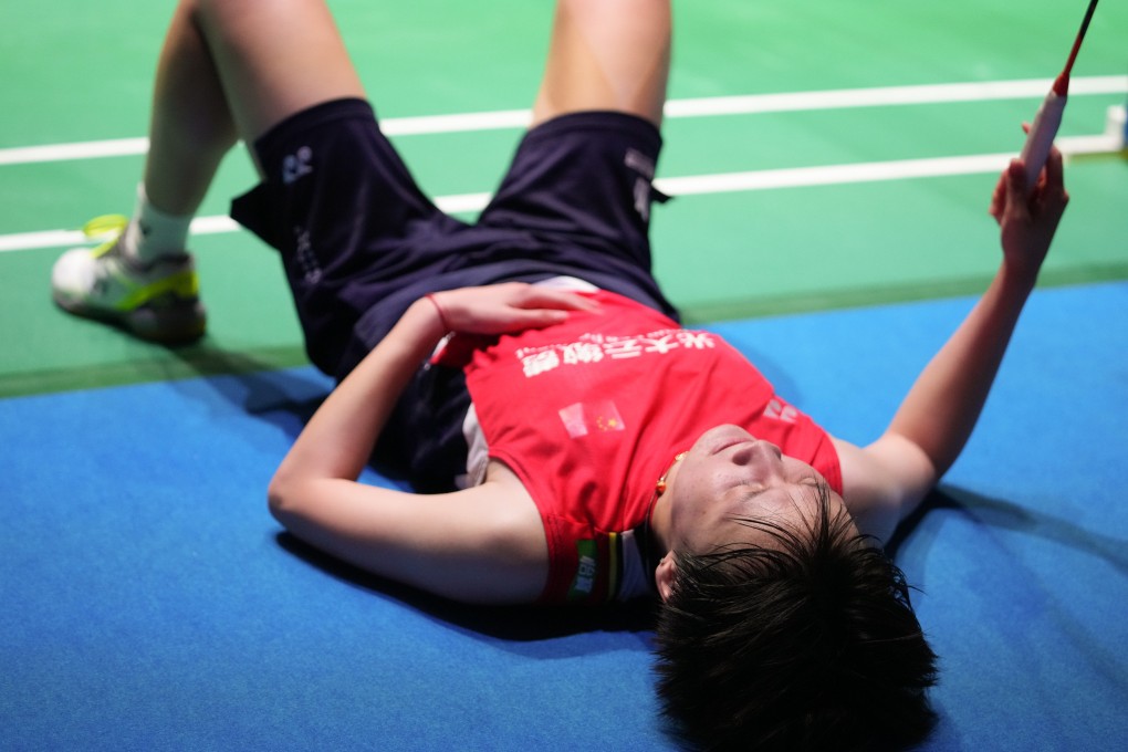 Chen Yufei of China reacts during the women’s singles final against Yamaguchi Akane of Japan at the 2022 BWF World Championships in Tokyo. Photo: Xinhua