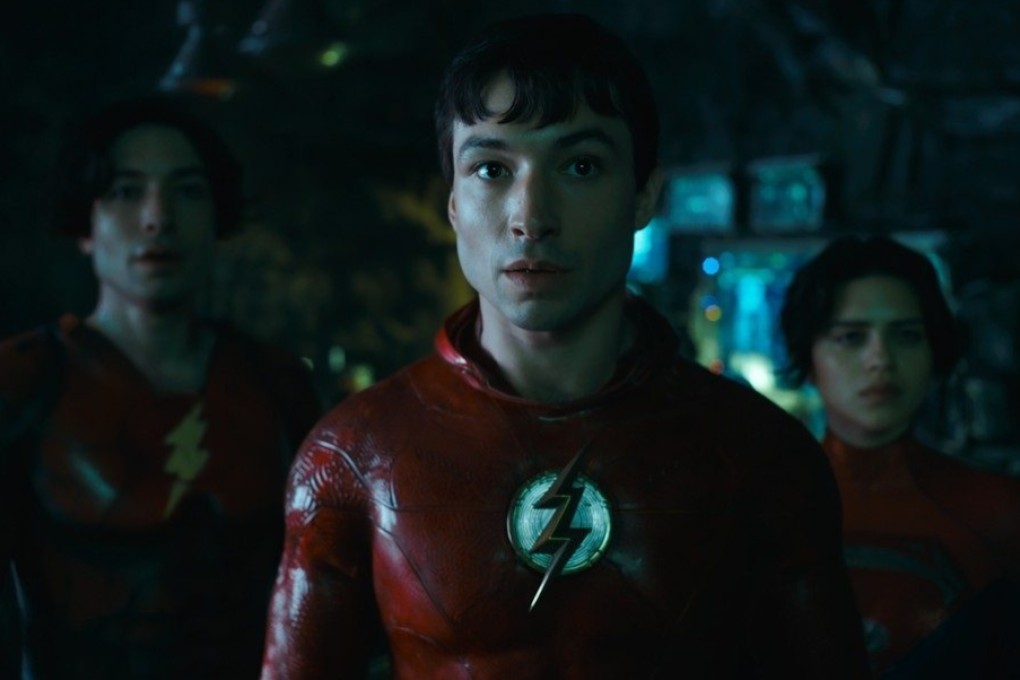Ezra Miller (centre) in a still from The Flash, one of the best Hollywood movies hitting cinemas in spring 2023.
