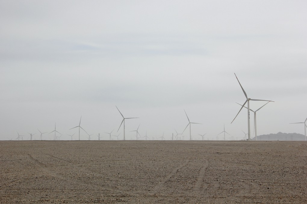 Wind turbines near Lenghu in the Gobi Desert, where the average wind speed is 7 metres per second. Photo: Ling Xin