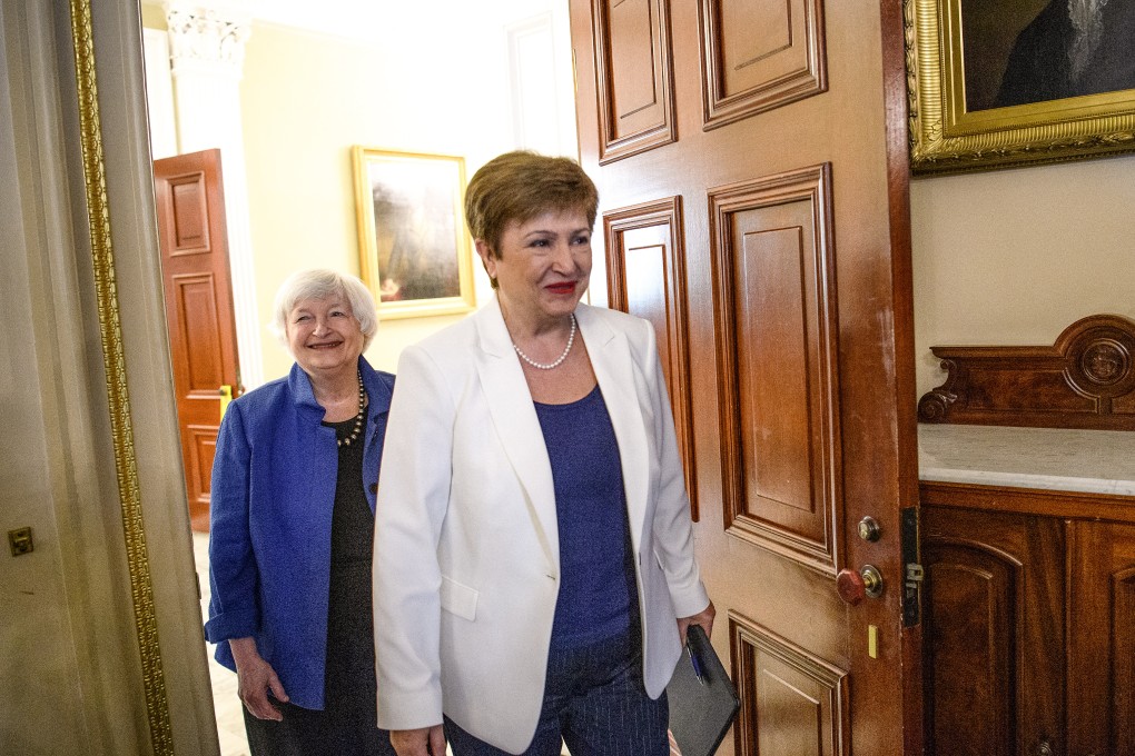 IMF managing director Kristalina Georgieva and US Treasury Secretary Janet Yellen, two of the most powerful women in the world, arrive for a meeting in Washington on July 1, 2021. Women play a critical role in driving economic growth and creating jobs with positive social, environmental and climate spillovers. Photo: AFP