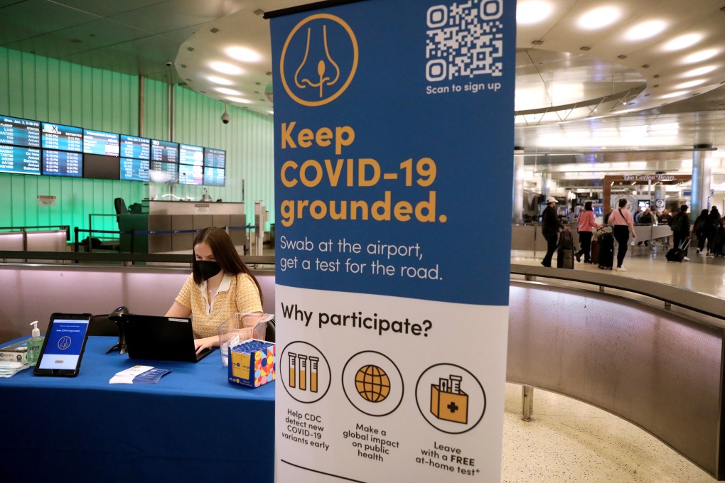 A PCR testing site for Covid-19 variants is seen at the Tom Bradley International Terminal in Los Angeles in January. Photo: TNS
