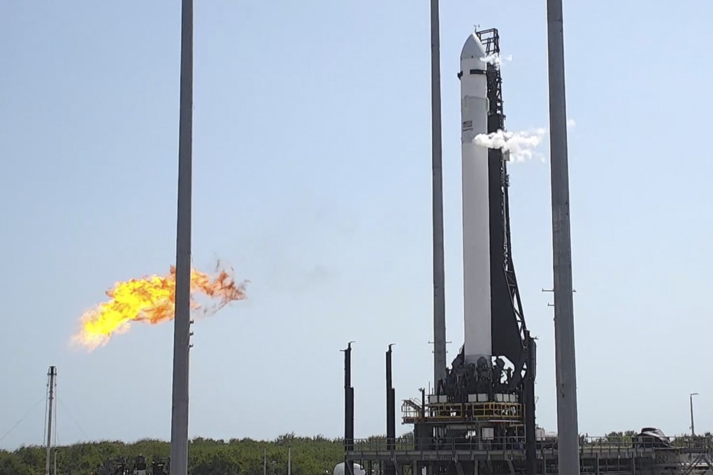 Relativity Space shows the company’s Terran 1 rocket sits on the launch pad in Cape Canaveral, Florida, on Wednesday. Photo: Relativity Space via AP