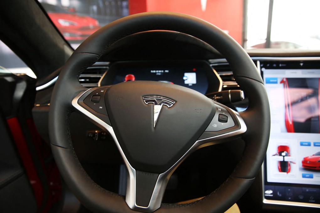 The interior of a Tesla at a showroom in Brooklyn, New York, on July 5, 2016. Photo: AFP