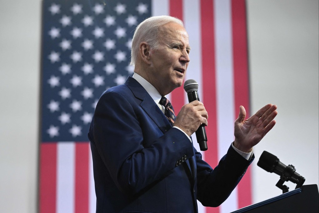 US President Joe Biden speaks about his proposed federal budget for 2024 in Philadelphia, Pennsylvania, on Thursday. Photo: AFP