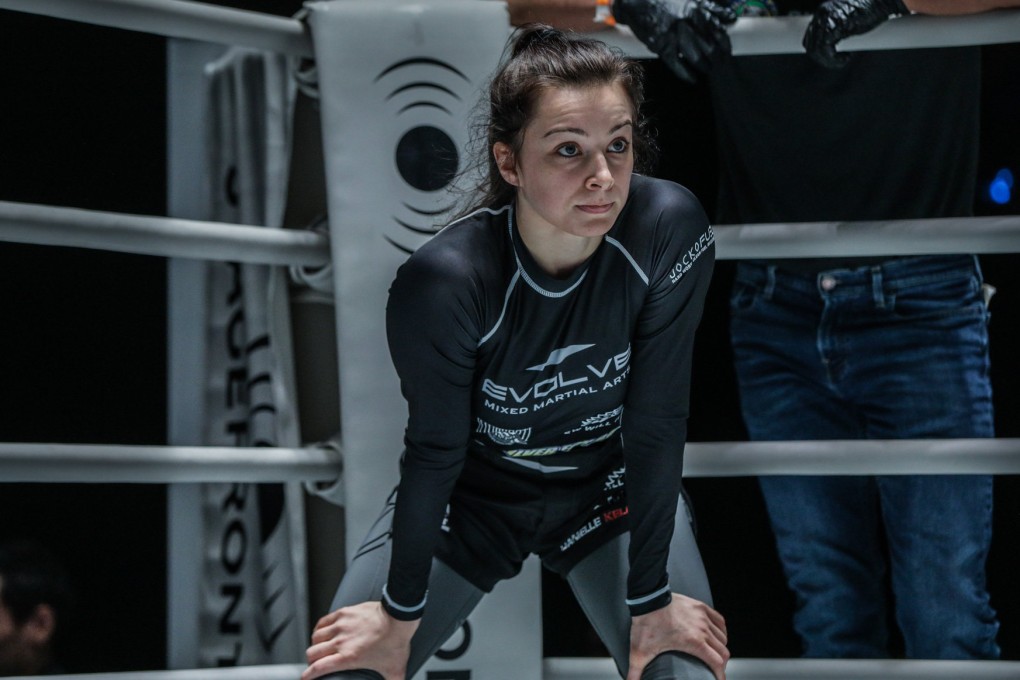 Danielle Kelly prepares for a submission grappling match with Ayaka Miura. Photos: ONE Championship.