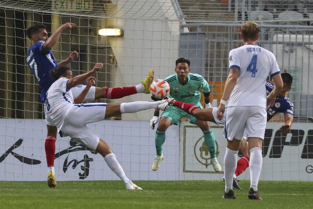 Kitchee’s Dejan Damjanovic shoots during the Hong Kong Premier League win over Eastern at Mong Kok Stadium. Photo: Yik Yeung-man