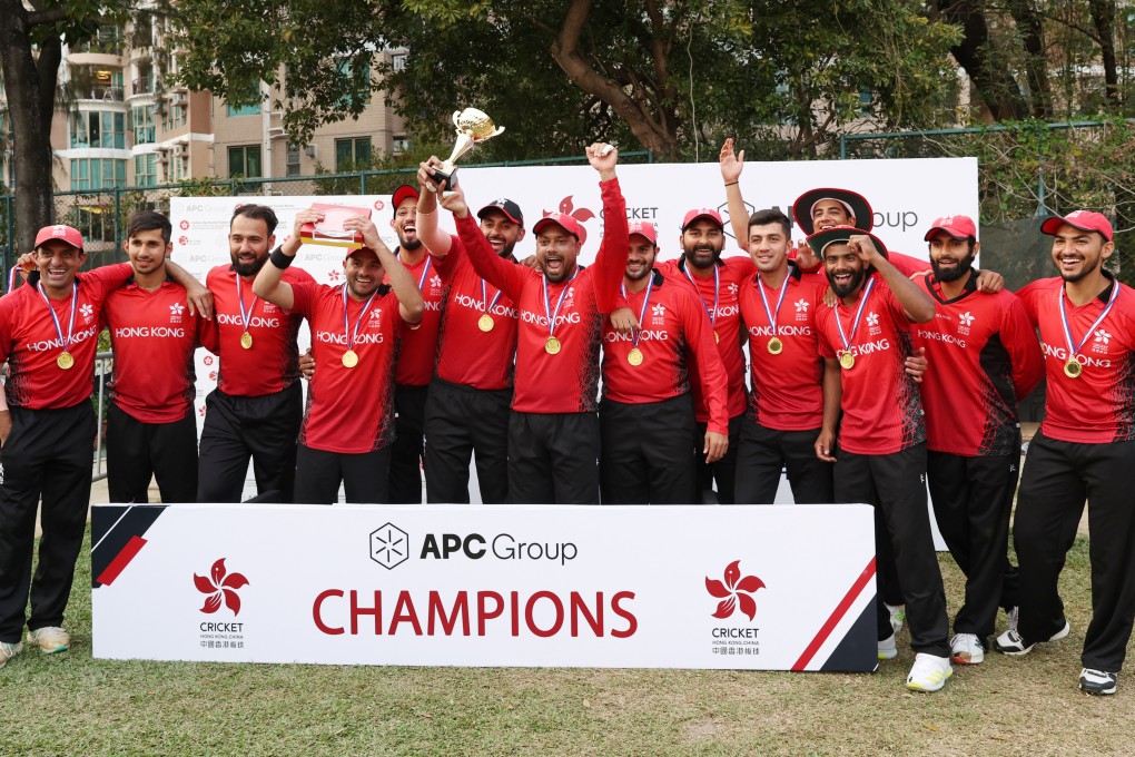 Hong Kong celebrate winning the T20 tournament at Tin Kwong Road Recreation Ground. Photo: Yik Yeung-man