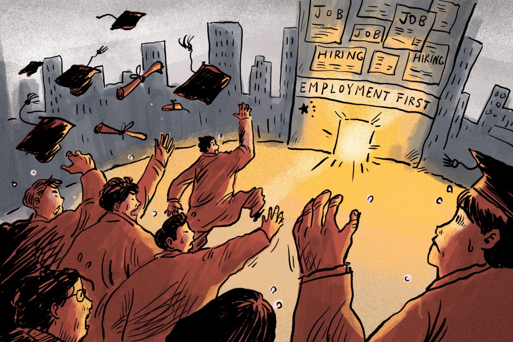 Beijing is touting a new strategy intended to create jobs for a labour pool that adds nearly 12 million graduates a year. Illustration: Brian Wang
