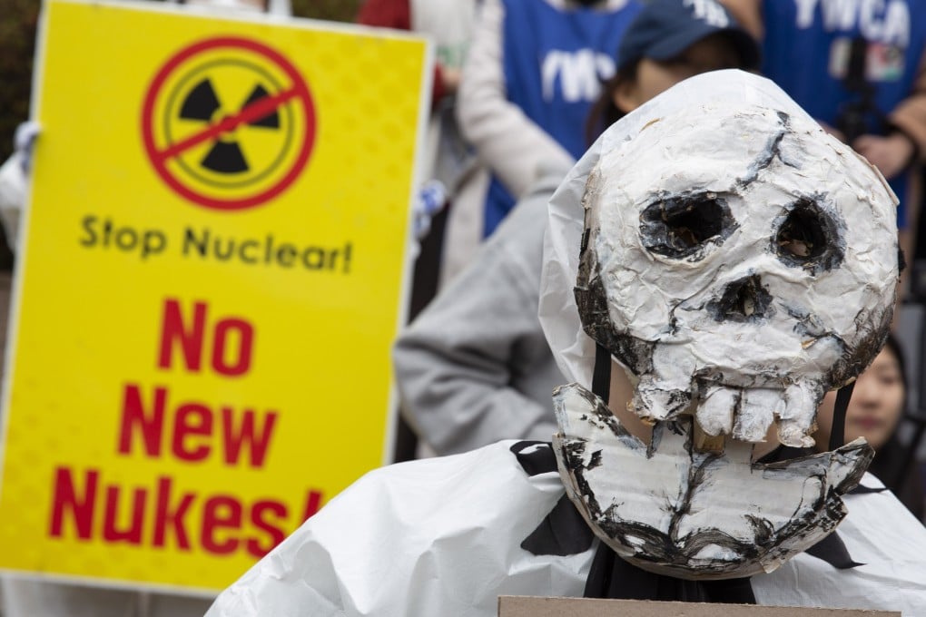 Activists protest in Seoul this month against plans to promote nuclear power generation. There is a growing debate in South Korea over how it should arm itself as the North races to perfect its nuclear-weapons capabilities. Photo: EPA-EFE