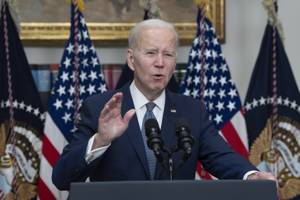 US President Joe Biden delivering remarks on the United States banking system on Monday morning, before the opening of US markets. Photo: EPA-EFE