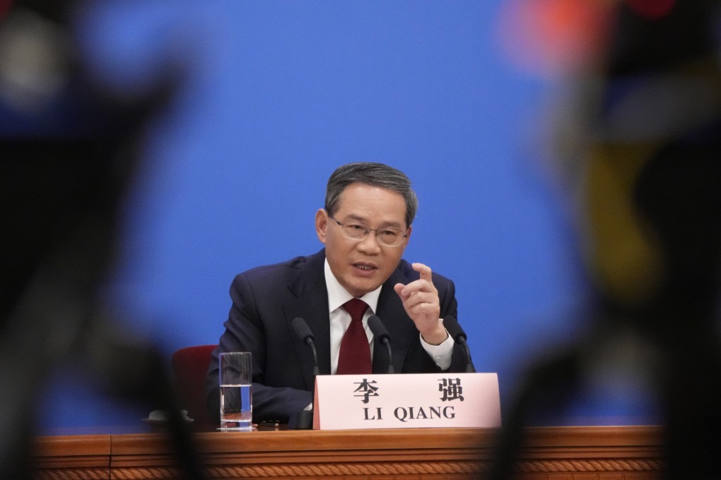 Chinese Premier Li Qiang Li did not touch on challenging questions such as security or Beijing’s position on the war in Ukraine at the Great Hall of the People in Beijing on Monday. Photo: AP