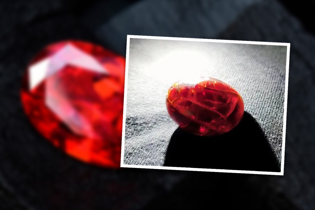 A tiny boiled egg kept for 20 years by a woman in China has turned into a stunning “ruby” startling many on mainland social media. Photo: SCMP composite/handout