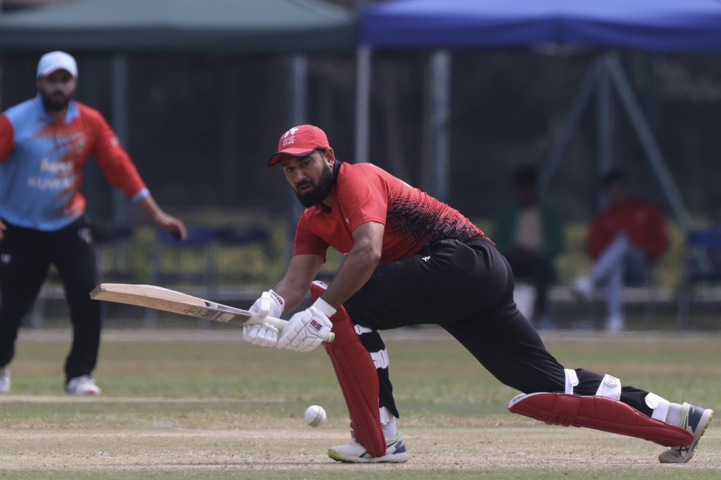 Hong Kong’s Babar Hayat plays the ball away to midwicket during his side’s game against Kuwait. Photo: Jonathan Wong