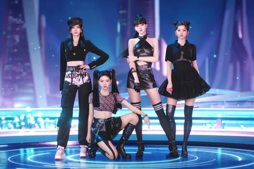 The four members of virtual K-pop girl group Mave: live in the metaverse, their songs, dances, interviews and even their hairstyles created by web designers and artificial intelligence. Photo: Metaverse Entertainment