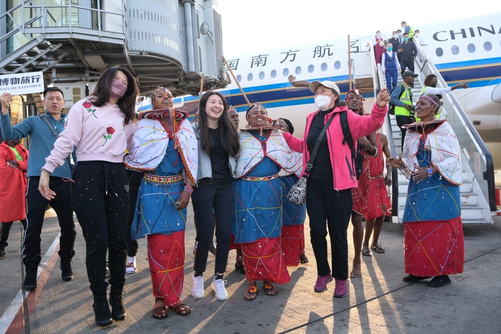 Chinese tourists at Jomo Kenyatta International Airport in Nairobi. They were part of the first tour group from China to Kenya since China resumed outbound group travel to 20 countries earlier this year. Photo: Xinhua