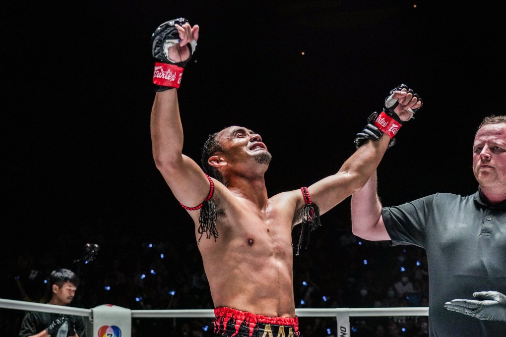 Sam-A celebrates a knockout win over Ryan Sheehan. Photos: ONE Championship.