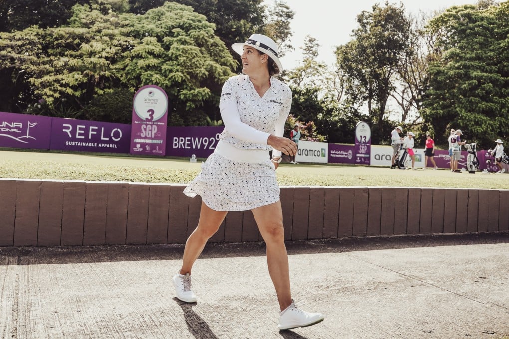 Nicole Garcia walks towards the third fairway during the second round of the Aramco Team Series in Singapore. Photo: ATS