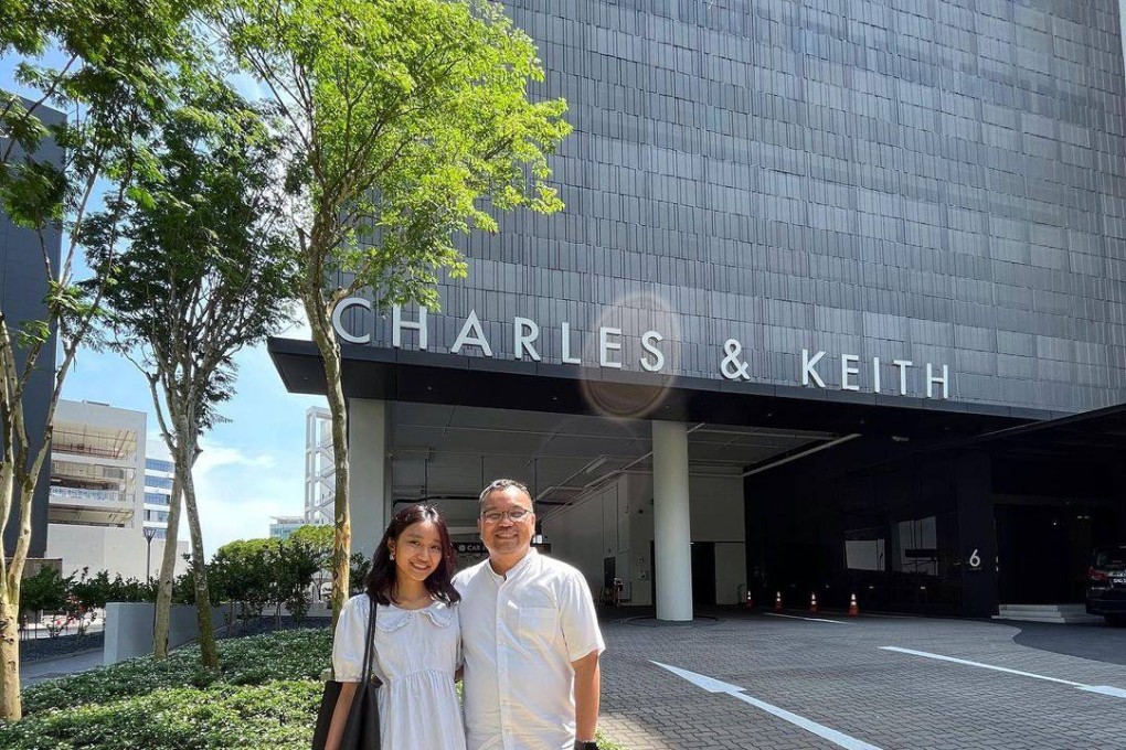 Zoe Gabriel and her father visited Charles & Keith headquarters. Photo: @zoeaaleah/Instagram