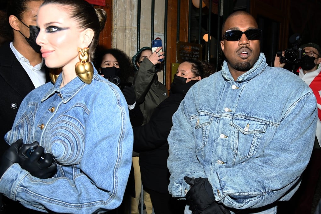 Ye (aka Kanye West) and Julia Fox at the Kenzo show as part of Paris Fashion Week in January 2022. Denim is back in the spotlight post-Covid, with designer and contemporary labels alike putting a dramatic spin on the all-American staple and stars embracing the fabric. Photo: Getty Images