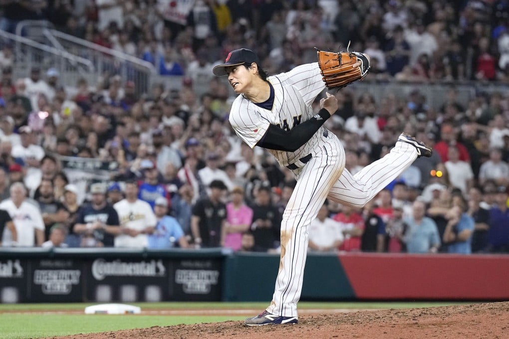 Japan’s Shohei Ohtani makes a relief appearance in the ninth inning of the World Baseball Classic final against the United States at loanDepot park in Miami, Florida, on March 21, 2023. Ohtani got the final three outs, sealing Japan’s 3-2 win. Photo: Kyodo