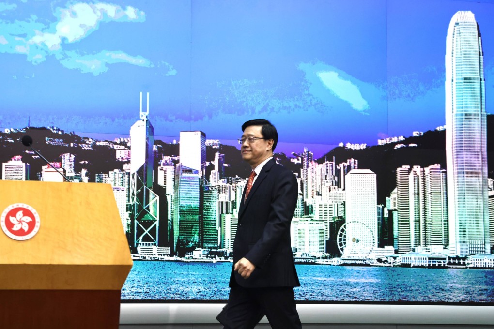 Chief Executive John Lee attends a media briefing before the weekly session with the Executive Council. Photo: K.Y. Cheng