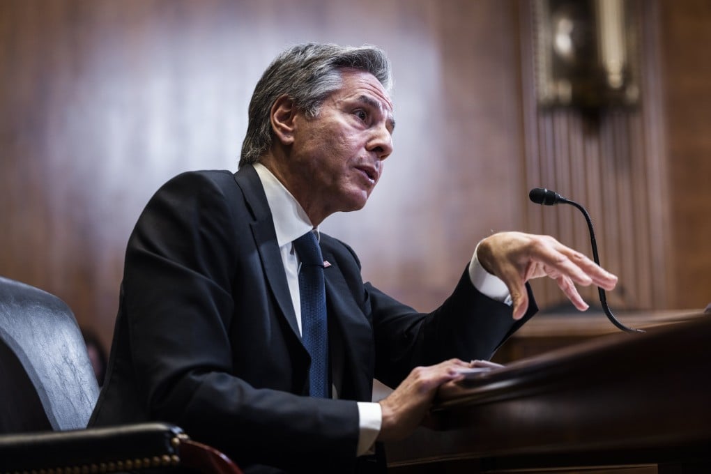 US Secretary of State Antony Blinken testifies about his department’s 2024 budget request before a Senate appropriations subcommittee on Wednesday. Photo: EPA-EFE