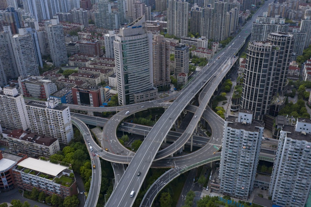 Shanghai’s near-empty roads in April last year, when residents were confined to their homes to contain the spread of Covid-19. Photo: Bloomberg